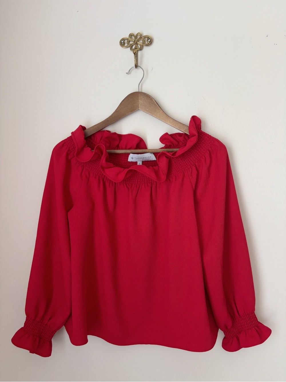 XXXTuckernuck Red Off the Shoulder Marguerite Blouse Small